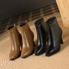 Fashion 2025 Spring and Autumn Winter New KoreanFashionPointed BackZipperThick High Heels Fashion Boots Casual Large Women's Short Boots