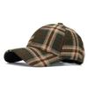 Vintage British Plaid Baseball Cap for Unisex Autumn Winter Outdoor Warm Cap