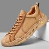 Sneakers Men's New Autumn Leather Lightweight Casual Shoes Soft Sole Bag Head Lace-up Low-top Shoes Large Size