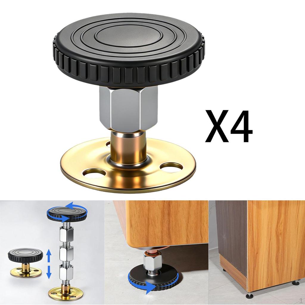 4 Pieces Adjustable Anti-Vibration Bed Tools, Stoppers, Lightweight, Non-Slip, Alloy Stabilizers