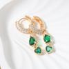 Fashion Green Heart Shape Dangle Earrings with Sparkling Zirconia Elegant Earring for Women Party Wedding Jewelry Gift