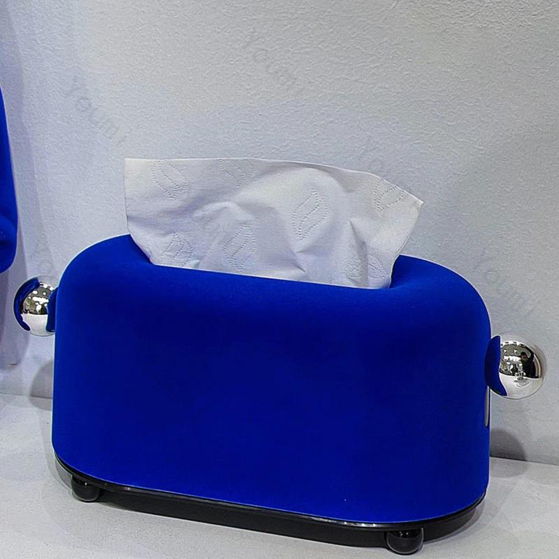 Retro Olive Green Tissue Box Holder Creative Desktop Decor Velvet Napkin Storage Box Living Room Decoration Tissue Boxes