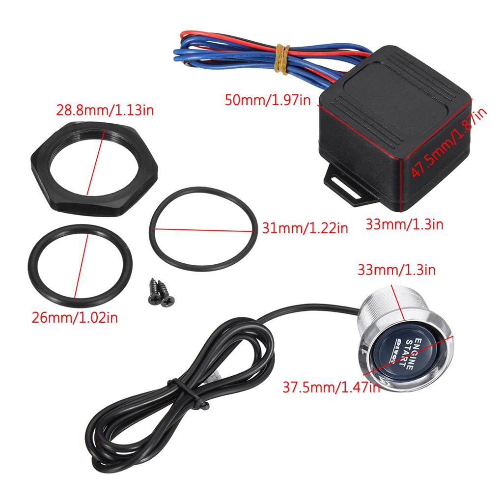 Pulsante di Avviamento Motore Auto Universale Plastica Interruttore di Accensione Veicolo Interno Sostituzione Comandi Set Avviatore