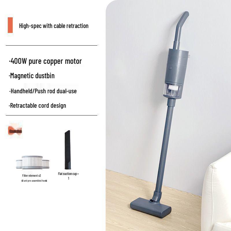Compact Handheld Vacuum Cleaner: Automatic, High Suction, Pet Hair and Dust Mite Removal, Retractable Cord, Ideal for Home Use
