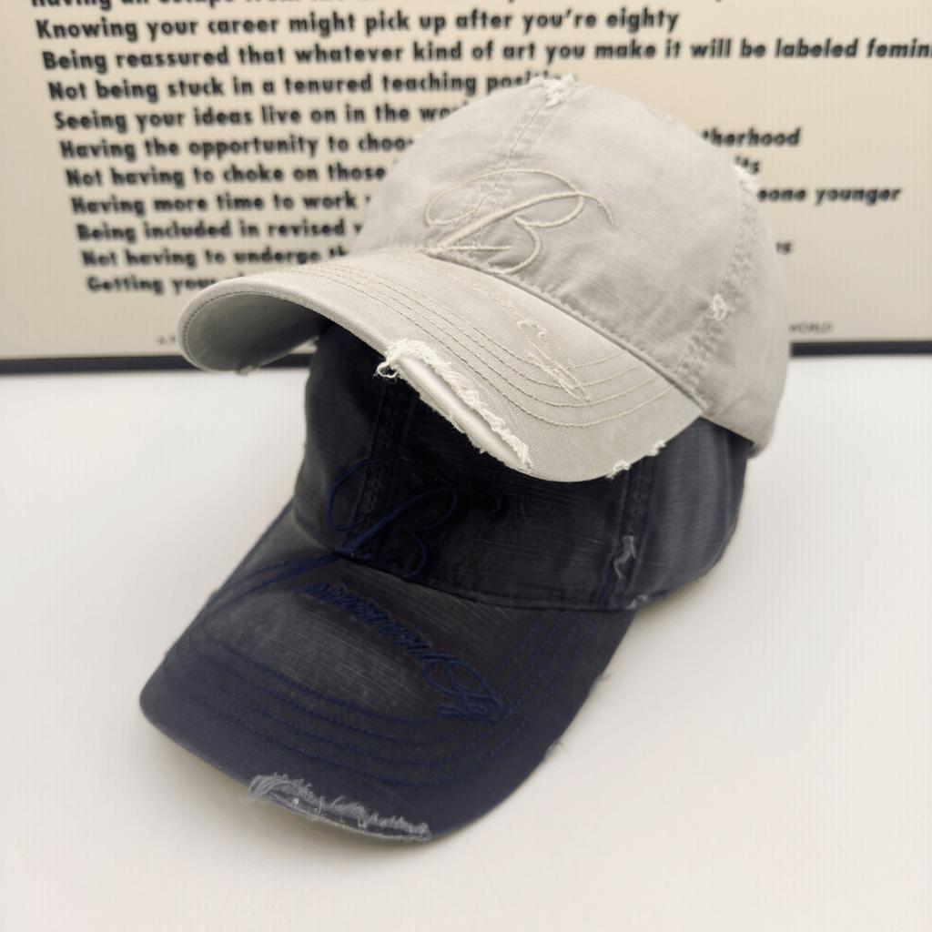 American retro washed old baseball cap embroidered B letter soft top cap men's and women's face small trendy hat