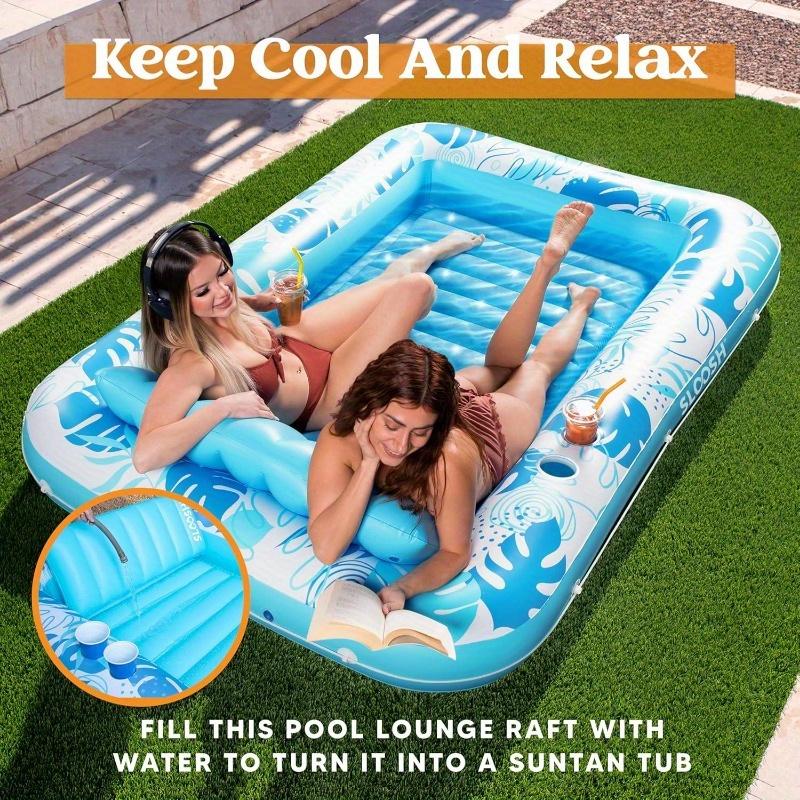 Raft Flutuante Joyfy 4 em 1 Piscina Inflável para Bronzeamento Cama de Sol Lounge para Festa na Água de Verão Presentes