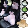 Cute Cartoon Plush Bear Rabbit Car Headrest Waist Pillow Soft Comfortable Cushion Lumbar Support Car Accessories Interior