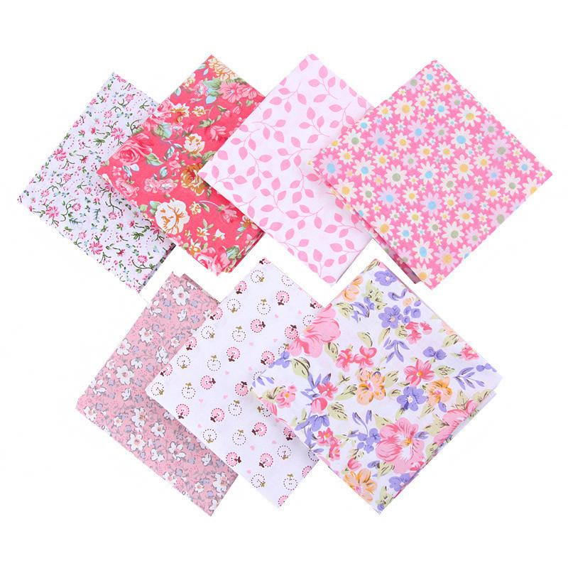 7pcs Quilting Patchwork Party Craft Fat Quarter Bundles Handmade Fabric Sewing Cotton Dolls Clothing 25x25cm