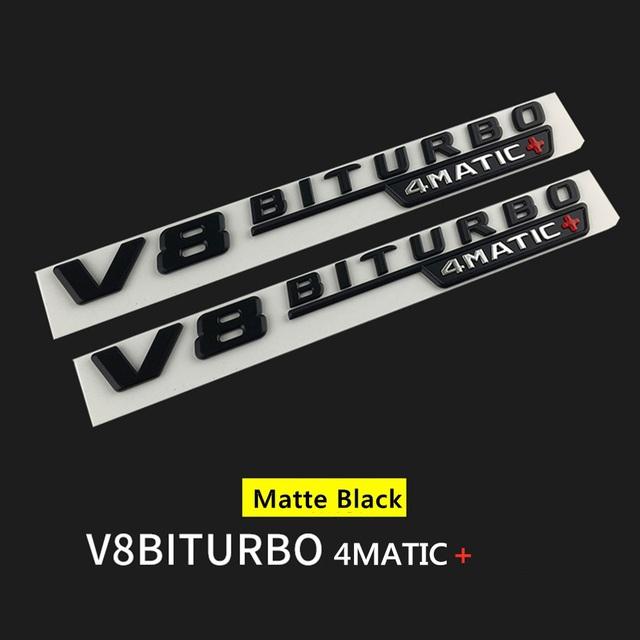 2Pcs Best V8 BITURBO 4MATIC AMG Car Fender Emblem Sticker For Mercedes Benz AMG W117 W205 C63 E63 W212 W176 A45 GLA45