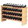 36 Bottle Stackable Modular Wine Rack Bamboo Wood Display Shelf 4-Tier