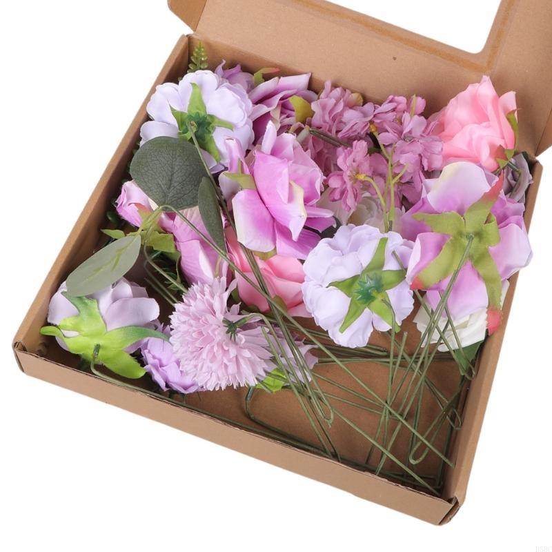 Color Silk Floral Arrangement Gift Box Hollow Stems Fabric Flowers for Wall Decoration Crafts Event Decoration