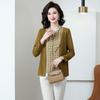 2026 Spring Floral Print Knit Top for Stylish Middle-Aged Women - Faux Two-Piece Design
