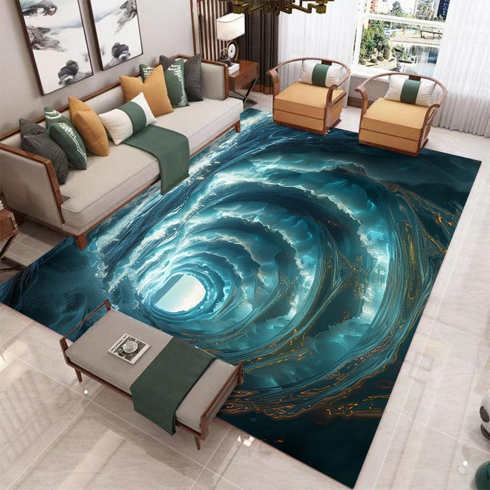 Glacier Ice Cave Carpet Endless Abyss Carpet Living Room Bedroom Full Carpet Visual Illusion Carpet Creative Decoration Rug