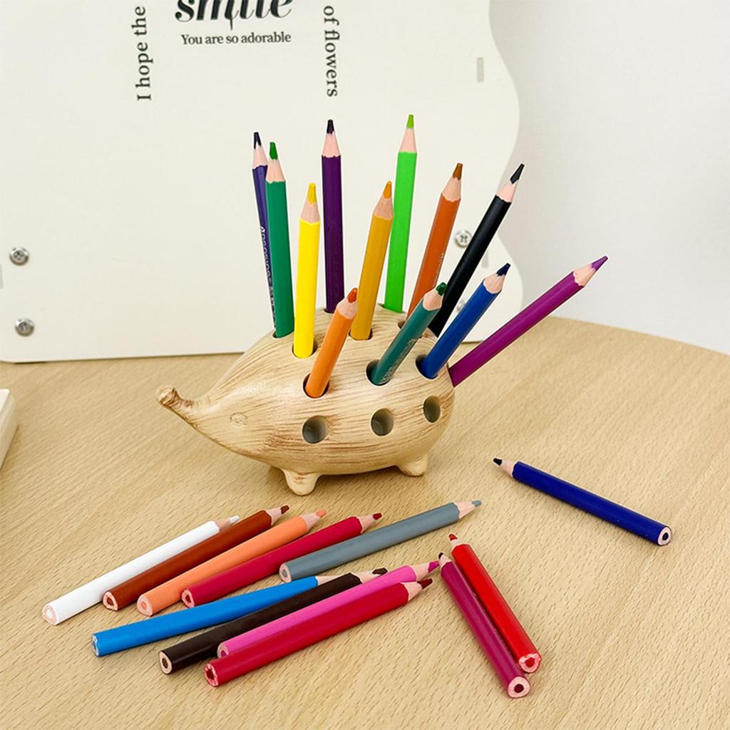 Igel Stifthalter mit 24 farbigen niedlichen Schreibtisch-Schreibwaren stilvolles Kinder Geburtstags-Schuleintrittsgeschenk Queen-b Bleistifte, Organizer, Aufbewahrung, Dekoration, Geschenk,