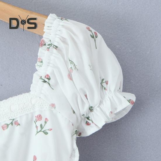 Women's Summer Mini Corset Dress Square Neck Short Puff Sleeve Flowy A-Line Dress Backless Beach Cocktail Party Dress