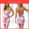 Elegant Women Sleeveless Floral Print Backless Dress For Summer Evening Parties