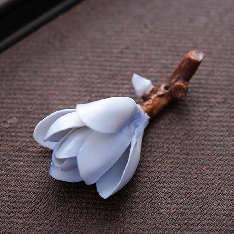 Ceramic Color-changing Tea Pet Ornaments Magnolia Branches Shape Tea Ceremony Chinese Style Study Tea Table Decor Crafts