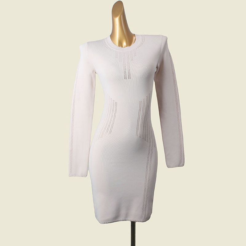 Italian Brand Accessible Luxury round Neck Cut Out Silm Bodycon Dress Foreign Trade Original Order Skirt