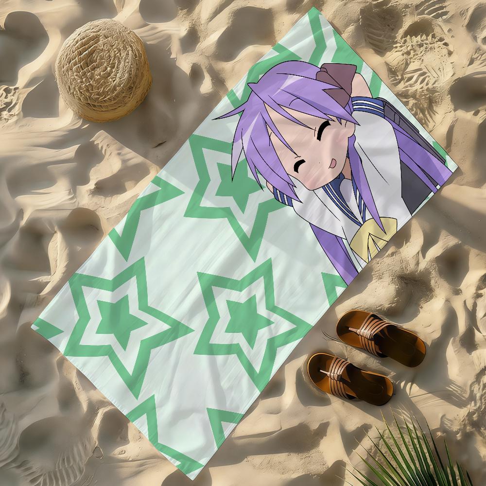 Anime Kawaii L-Lucky Star Cute Towel Soft Lightweight Anti-Sand Large Beach Towel Quick-Drying Bath Sports Family
