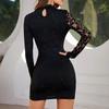 Falda Ajustada de Malla con Diamantes Calientes, Informal y de Moda para Mujer