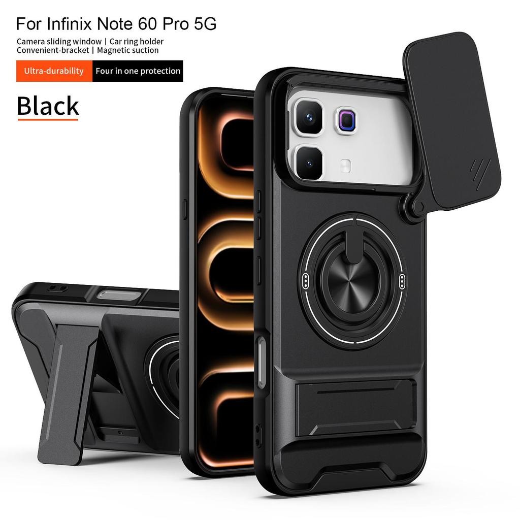 Copertura scorrevole per fotocamera per custodia Infinix Note 60 Pro 5G con supporto ad anello integrato