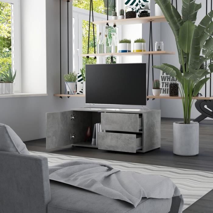 VidaXL Meuble TV Gris béton 80x34x36 cm Aggloméré