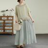 Summer Style Retro Fashionable Embroidered Pullover Linen T Shirt
