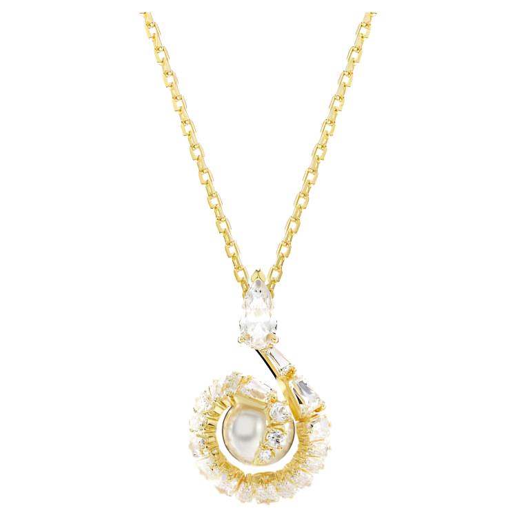 Swarovski Snake Pearl Pendant Imitation Crystal Necklace Women necklace Gold 5698887 Box (Random Color)