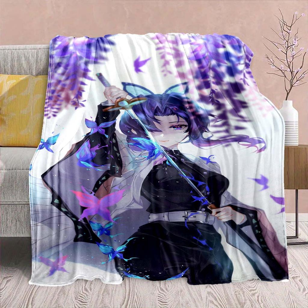 Demon Slayer Anime Flannel Blanket - Soft Warm Perfect for Sofa, Bedding Camping Travel Office Home Decor