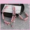 Stylish Pink Double Layer Bead Bracelet Womens Fashion Jewelry For Trendy Occasions
