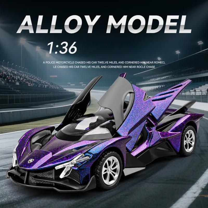 1:36 Apollo EVO Miniatur Spielzeugmodell Supercars Legierung Druckguss Sportwagen Sound Licht Türen Geöffnet Rückzieher für Geschenk