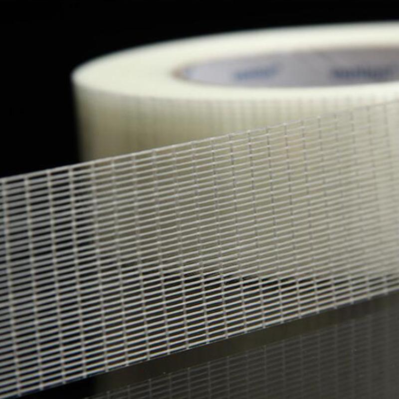 50M Commodity Grade Heavy Duty Transparent Reinforced Fiberglass Tape Stripe Grid Mesh Heat-Resistant Packaging Tape