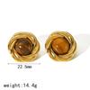 Nouveaux Produits Déclaration Pierre Naturelle Boucles d'Oreilles Œil de Tigre Imperméables Acier Inoxydable Plaqué Or Boucles d'Oreilles Clous Perle pour Femmes
