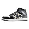 Jordan Air Jordan 1 Cushioning Slip Resistant Breathable Mid top Vintage Basketball Shoes Unisex White Black DQ8426-001(Team366-)