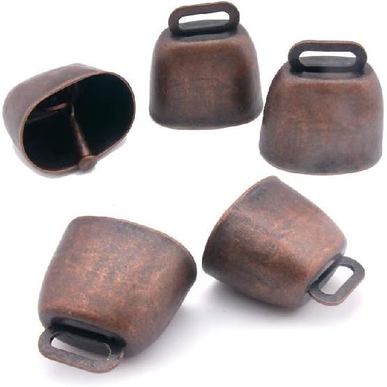5 Pack Grazing Copper Bells, Metal Cow Bells for Dogs, Animal Copper Loud Bronze Bell, Small Brass Bell, for Cow Horse Sheep Cats Small Pets Red Bronze