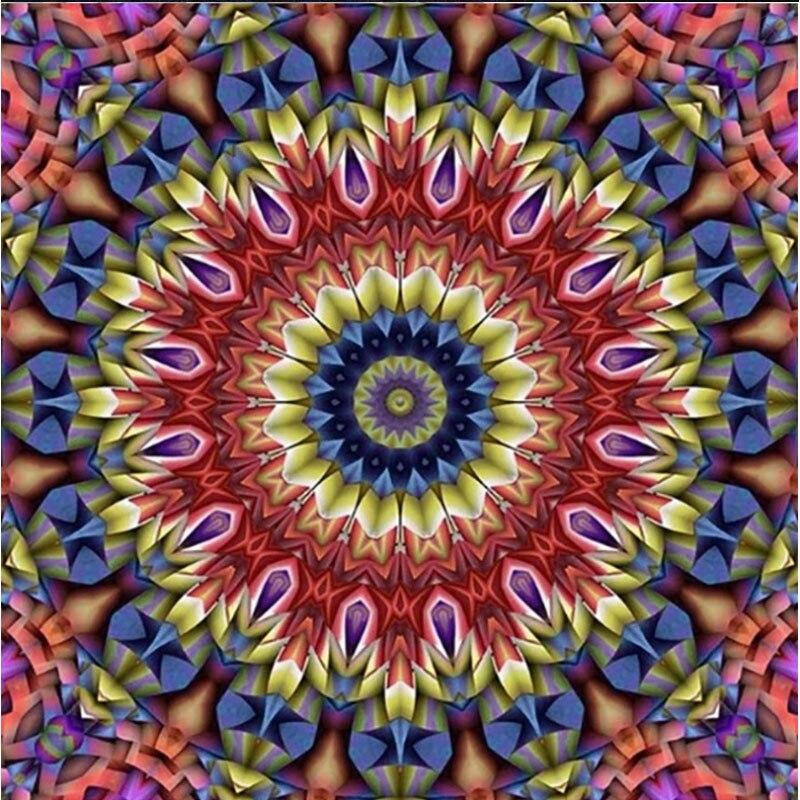 Diamond Painting Colorful Mandala Flower DIY 5D Diamond Embroidery Cross Stitch Crystal Mosaic Design Indoor Wall Decoration Pai