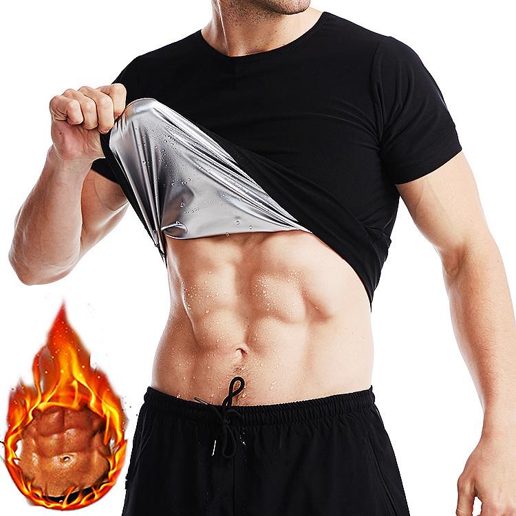 Men's Plus Size Fitness Shapewear Sweat-Inducing Short Sleeve Bodysuit
