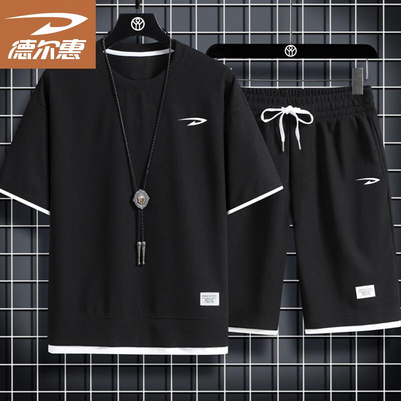 Delhui Men s Summer Casual Sportswear Set L