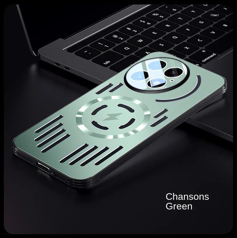 

Металлический теплоотводящий магнитный чехол для OnePlus 13T 13 R 12 ACE 5 Pro Magsafe ударопрочный алюминиевый сплав бампер твердый чехол Shell For OnePlus 12 зелёный