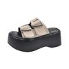 French thick bottom heightening with skirt going out wedge slippers women's summer wear 2025 new high-end cool slippers