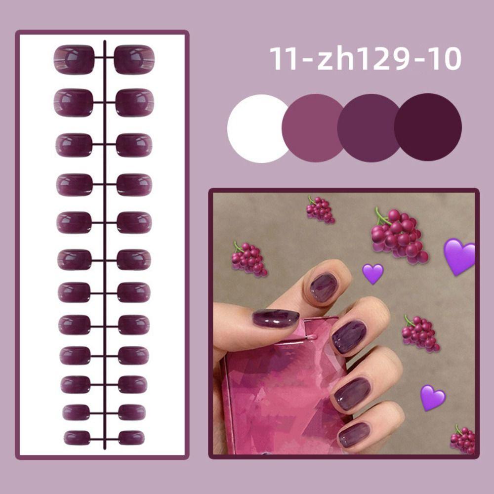 24Pcs Full Cover Cor Sólida Unhas Postiças Mini Press-on Unhas Curtas Cabeça Quadrada Unhas Postiças Mulheres