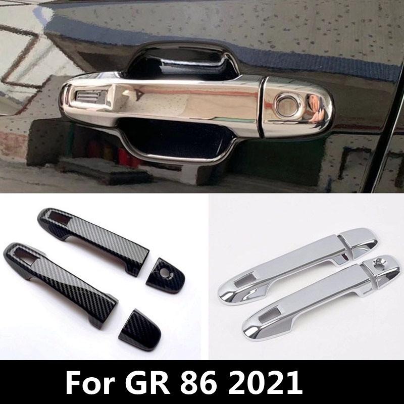 ABS Chrome Carbon Fiber Door Handle Cover Sticker Molding For Toyota GR 86 Subaru BRZ Car Styling Accessories