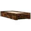 Bed Frame Without Mattress Smoked Oak Finish 90 X 200 Cm Engineered Wood