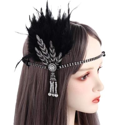 Gatsby Cosplay Dress Headwear Korean Style Headband Feather Headwear Masquerade Party Accessories Sequin Hair
