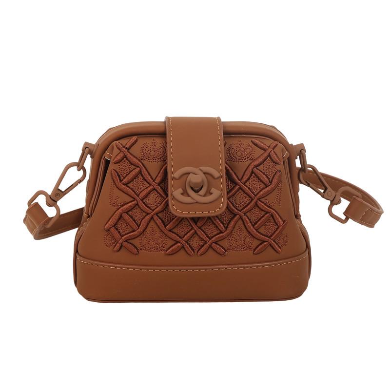 Tung Industri Broderi Skalväska Dam Ny Premium Texturerad Broderitråd Enfärgad Axelväska Crossbody