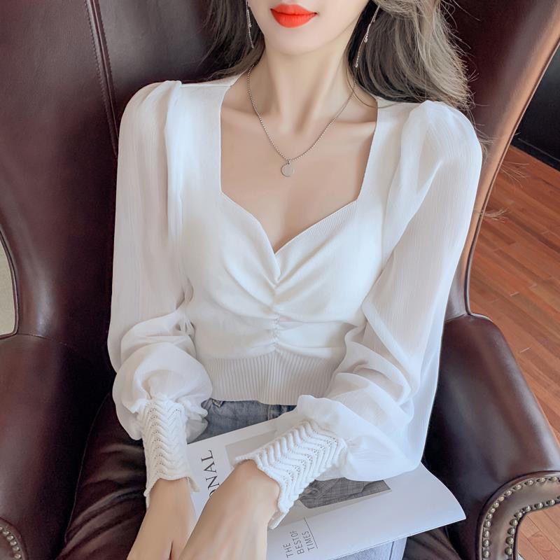 

Сетчатая шифоновая приталенная белая футболка с подкладкой, дизайн темпераментного топа, женская одежда one size белый