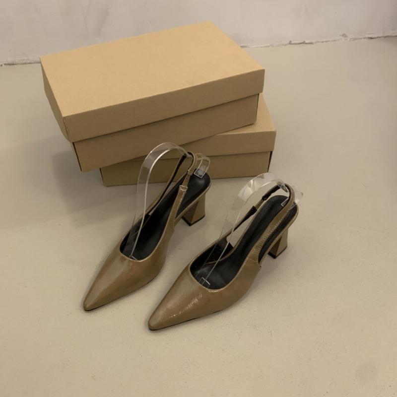 Long Leg Muse~ Temperament Bag Head Empty Sandals Women's Summer New Pointed Fashion Thick High Heels Single Shoes