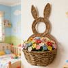 Handwoven Rabbits Ear Shape Flower Basket Natural Rattan Breathable Flower Holder for Home Decors and Storage