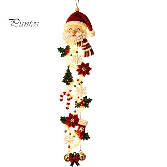Snowflake Xmas Mantel Accents Glowing Christmas Door Hanger, Crochet Spiral Ornament with LED Lights, Snowman Santa Reindeer Decorative Winter
