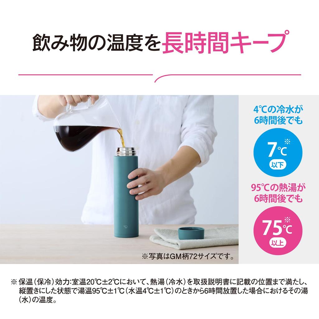 Zojirushi Mahobin Stainless Steel Mug Water Bottle 720ml Screw Type Dishwasher Safe Seamless Only 2 Care Points Icy Purple SM-GS72-VM